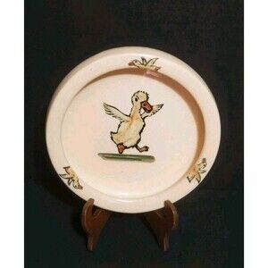 Weller Pottery Zona Puddle Duck Childrens Baby Bowl Dish 1920s Antique Mark 4